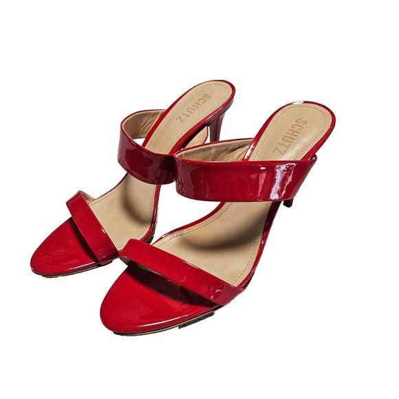 Shutz Sandals Size 9.5 Red 4 Inch Stiletto High Heel - Picture 1 of 8